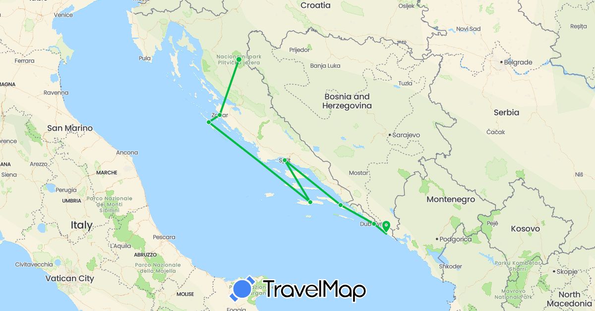 TravelMap itinerary: bus in Croatia (Europe)